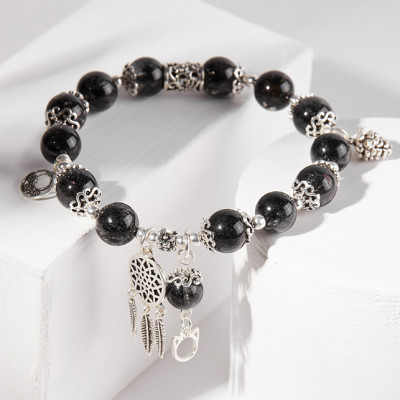 Vòng tay thạch anh tóc đen phối dreamcatcher Ngọc Quý Gemstones