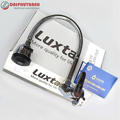 Vòi Bếp Vòi Rửa Chén Bát Lạnh Gắn Tường Inox mạ Crome LUXTA L3106T3B - Vòi âm tường thân uốn dẻo, tăng áp 2 chế độ
