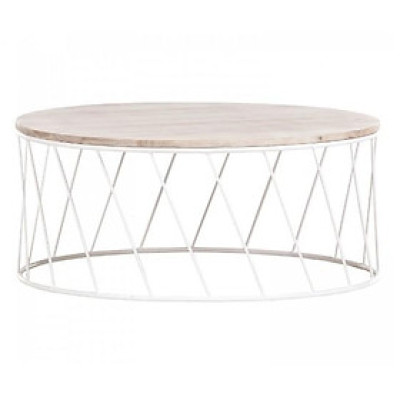 Bàn Trà Mặt Gỗ Chân Sắt Trắng Juno Sofa