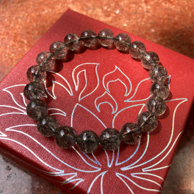 Vòng Thạch Anh Tóc Đen Trong 9mm