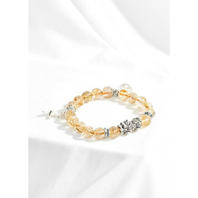 Vòng thạch anh tóc vàng phối chim én xuân Ngọc Quý Gemstones