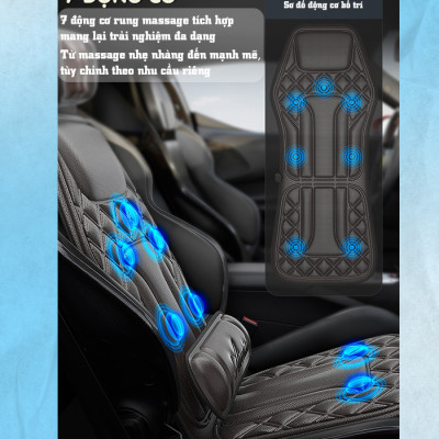 Nệm (đệm) massage ô tô cao cấp Nikio NK-150 - Con lăn 3D xoa bóp cổ vai gáy, kết hợp nhiệt nóng sưởi ấm lưng, cổ và rung toàn thân tạo cảm giác thư giản, túi khí nâng đỡ cột sống lưng