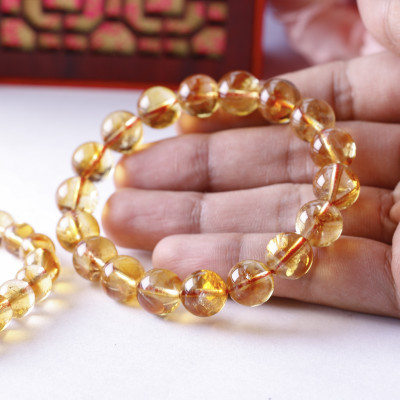 Vòng tay hạt trơn đá thạch anh vàng - citrine mệnh thổ, kim - Ngọc Quý Gemstones