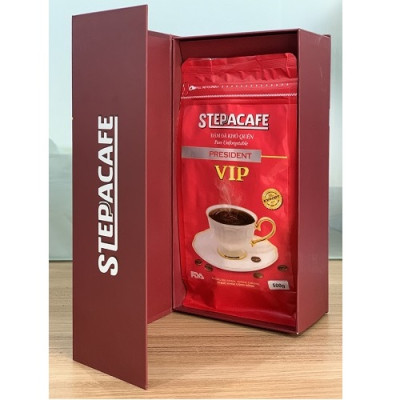 STEPPACAFE-Cà phê rang xay V.I.P 100% Moka (Túi 500g có hộp)