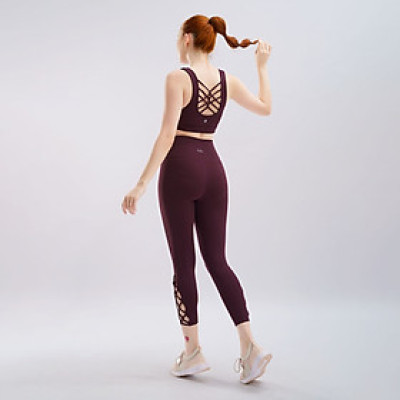 Set đồ tập yoga gym Hibi Sports H142 quần lửng lưng cao, áo bra dây đan kèm mút ngực