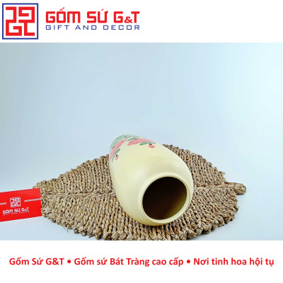 Lọ hoa dáng bom vẽ hoa hồng Gốm Sứ G&T
