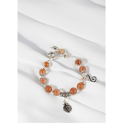 Vòng thạch anh tóc đỏ phối charm chuông bạc Ngọc Quý Gemstones