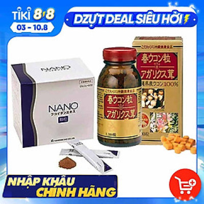 Combo Thực Phẩm Chức năng Kanehide Bio Nano Fucoidan Hộp 30 Gói và Tinh Chất Nghệ Mùa Xuân Nấm Agaricus Hộp 1300 Viên, Phòng Và Hỗ Trợ Điều Trị Ung Thư, Dạ Dày, Tá Tràng, Bao Tử, Các Bệnh Về Chuyển Hóa Như Tiểu Đường, Hồi Phục Sức Khỏe Nhanh Chóng.