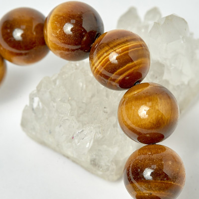 Vòng tay phong thủy đá thạch anh mắt hổ phối tỳ hưu size hạt 14mm - Ngọc Quý Gemstones