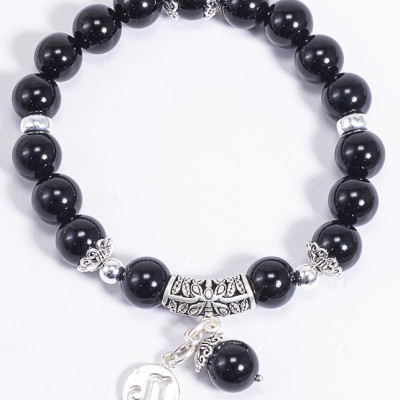 Vòng Tay Phong Thủy Đá Obsidian Phối Charm Cung Hoàng Đạo Ma Kết (8mm) Mệnh Thủy, Mộc Ngọc Quý Gemstones