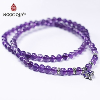 Vòng 3 line đá thạch anh tím phối hồ ly 6mm mệnh hỏa, thổ - Ngọc Quý Gemstones