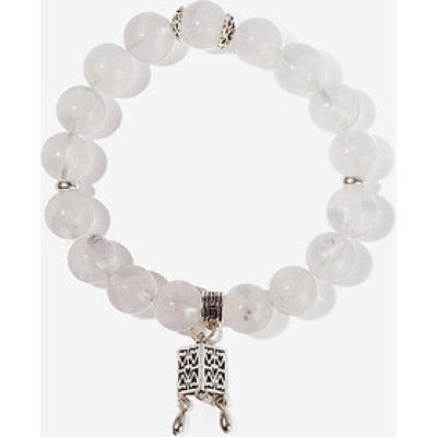 Vòng tay thạch anh ưu linh trắng phối lồng đèn Ngọc Quý Gemstones