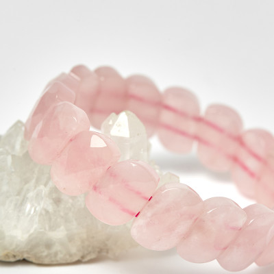 Vòng thạch anh hồng bản vuông hạt đá 15x10mm mệnh hỏa, thổ - Ngọc Quý Gemstones