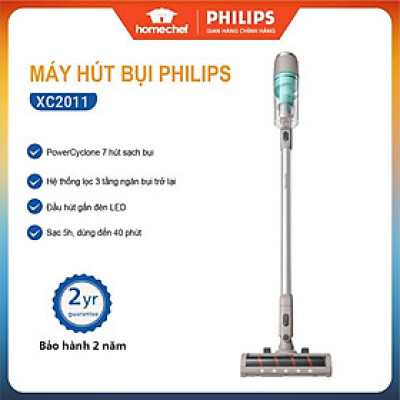 Máy hút bụi không dây dạng cán, máy hút bụi cầm tay Philips XC2011/01, bảo hành 2 năm - Hàng Chính Hãng