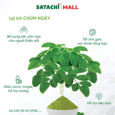 Viên Bột Chùm Ngây Nguyên Chất SATACHI – 100% Lá Chùm Ngây – Dạng Viên Tiện Lợi – Hộp 180 viên