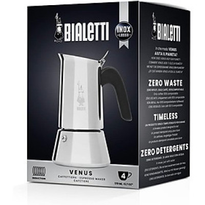 ẤM PHA CÀ PHÊ ESPRESSO BIALETTI VENUS 4 CUP MÀU BẠC hàng chính hãng