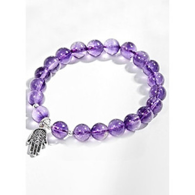 Vòng Tay Đá Thạch Anh Tím Phối Bàn Tay Hamsa Bạc Ngọc Quý Gemstones