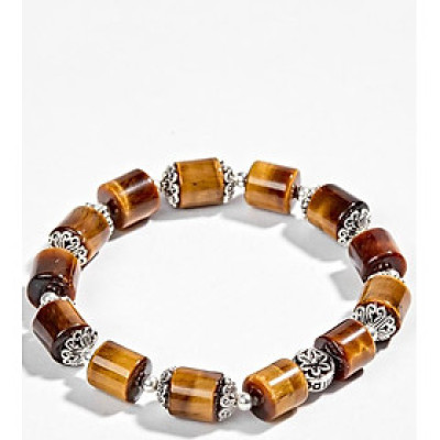 Vòng Đá Thạch Anh Mắt Hổ Viên Trụ Phối Charm Bạc Ngọc Quý Gemstones