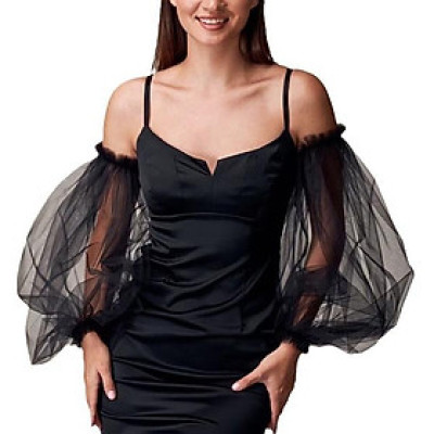 Găng tay chun phồng trơn màu đen mẫu mới t5/2024