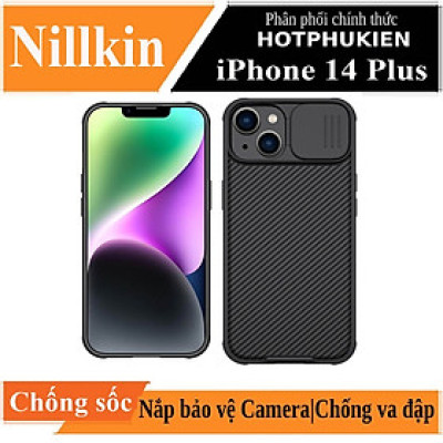 Ốp lưng chống sốc cho iPhone 14 Plus (6.7 inch) bảo vệ Camera hiệu Nillkin Camshield Pro chống sốc cực tốt, chất liệu cao cấp, có khung & nắp đậy bảo vệ Camera - hàng nhập khẩu