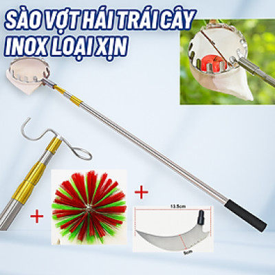 Sào Vợt Inox Hái Trái Cây Cao Cấp – Rút Dài Tới 6M, Kèm 4 Phụ Kiện Tiện Lợi Hàng Xịn Loại 1