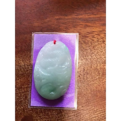 MẶT DÂY CHUYỀN OVAL MỚI HÌNH RỒNG LƯỢN CHẤT LIỆU 100% ĐÁ CẨM THẠCH TRẮNG XÍU XANH TỰ NHIÊN  Cao 39,3mm x ngang 25mm x dầy 9,0mm 