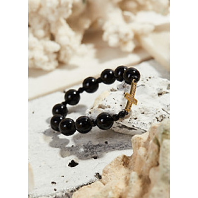 Vòng Tay Mân Côi Đá Obsidian Hạt 10mm, Ni 52 - Ngọc Quý Gemstones