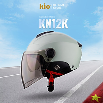 Mũ Bảo Hiểm Nửa Đầu Kio SafeStyle Metro KN12K, 2 Kính Phủ Nano Chống Tia UV, Lớp Lót Kháng Khuẩn