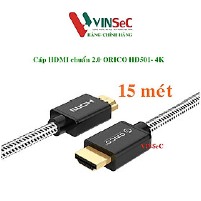 Cáp HDMI ORICO HD501-150-BK - chuẩn 2.0 1080P/60Hz (dây dù) 15 mét - Hàng Chính Hãng