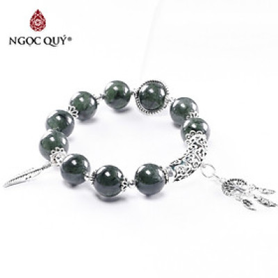 Vòng tay đá thạch anh tóc xanh phối dream catcher size hạt 11mm mệnh hỏa, mộc - Ngọc Quý Gemstones