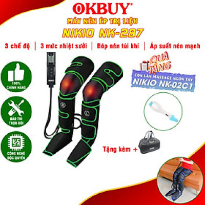 Máy Nén Ép Trị Liệu Suy Giãn Tĩnh Mạch Chân Nikio NK-287 - Massage Chân Bằng Công Nghệ Túi Khí Tân Tiến Với Áp Suất 50 Kpa - Tích Hợp Nhiệt Sưởi Ấm Đầu Gối - Tăng Tuần Hoàn Máu, Hỗ Trợ Cải Thiện Suy Giãn Tĩnh Mạch Và Đau Nhức Chân