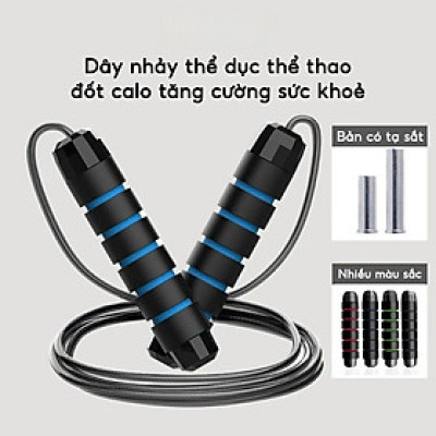 DÂY NHẢY Tặng Tạ Sắt TẬP THỂ DỤC CAO CẤP TẠI NHÀ LÕI THÉP ĐỘ BỀN CAO, TAY CẦM CHỐNG TRƯỢT – Giao Màu Ngẫu Nhiên