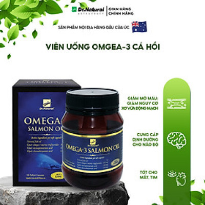 Viên Uống Dầu Cá Hồi Úc Dr Natural Omega 3 Salmon Oil 180 Viên | Tốt Cho Mắt, Não, Tìm, Giảm Nguy Cơ Xơ Vữa Động Mạch - Hàng Chính Hãng