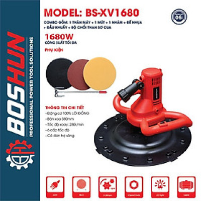 Máy Xoa Vữa Có Đèn, Trát Tường Boshun - Công Suất 2500W - 6 Cấp Độ Chỉnh Lực - 2 Tay Cầm - Có LED Trợ Sáng Xoay 360 Độ - Bảo Hành Chính Hãg 6 tháng phụ kiện