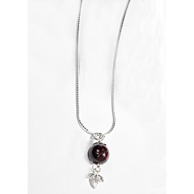 Dây Chuyền Mặt Đá Mắt Hổ Nâu Đỏ Phối 3 Lá Bạc Ngọc Quý Gemstones