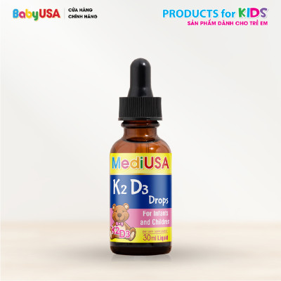 MediUSA K2D3 Drops - Thực Phẩm Chức Năng - Bổ sung Vitamin K2, Vitamin D3 cho trẻ - Hàng chính hãng