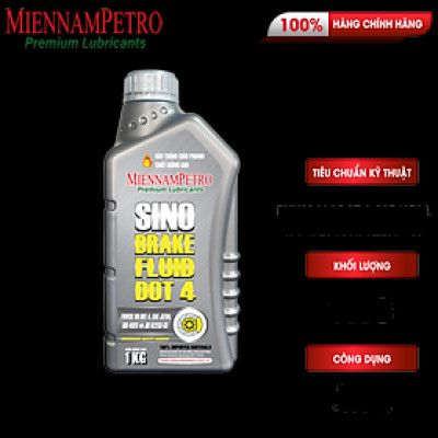 Dầu Thắng Phanh MiennamPetro Sino Brake Fluid Dot 4 1Kg Chống Gỉ Và Mài Mòn Chất Lượng Cao Đạt ISO 4925 Phú Hợp Xe Ô Tô