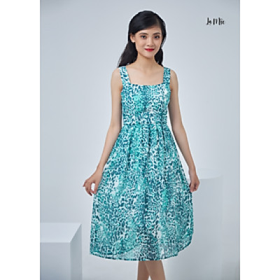 Đầm voan hoa xòe 2 dây Maxivic, La Mộc - LM0122127