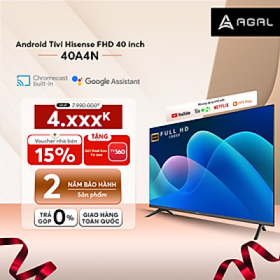 Android Tivi LED Hisense 40 inch A4N trợ lý ảo Google Voice Control, bảo hành 2 năm - Hàng Chính Hãng