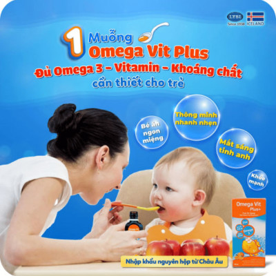 Dầu cá Siro Omega Vit Plus+ tăng cường đề kháng, tốt cho não bộ và mắt chai 100ml