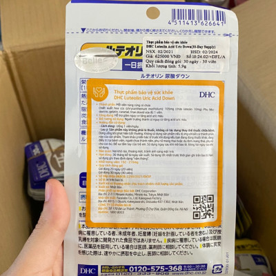 Thực phẩm bảo vệ sức khỏe DHC Luteolin Uric Acid Down 30 NGÀY ( HÀNG CHÍNH HÃNG, CÓ TEM PHỤ )