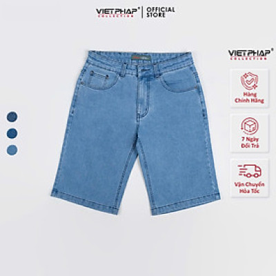 Quần Short Jeans Nam VIỆT PHÁP Chất liệu Jeans Cotton Cao Cấp co giãn, độ bền màu cao 0313