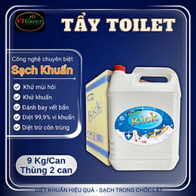 Nước Tẩy Toilet Rick Can 9Kg (2 Can / Thùng) - Tặng 1 Chai Lau Sàn Rick 1Kg