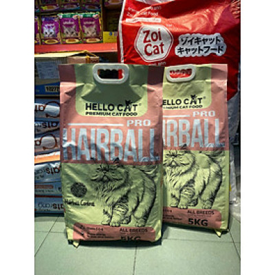 Thức ăn hạt khô hỗ trợ tiêu búi lông cho mèo mọi lứa tuổi HELLO CAT 5kg nguyên seal