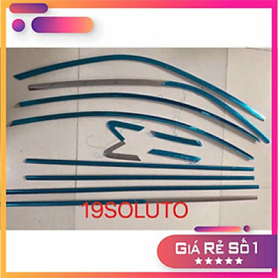 full bộ ốp nẹp viền chân kính, cong kính xe dành cho KIA SOLUTO 2019-2020-2021 inox
