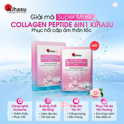 Mặt Nạ Collagen Peptide 6in1 Kihasu Công Nghệ Nhật Bản Dưỡng Ẩm Sâu, Phục Hồi, Trẻ Hóa, Sáng Da