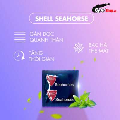 Bao cao su Shell Triple Mix - Siêu mỏng, mát lạnh, gân gai - Hộp 12 cái