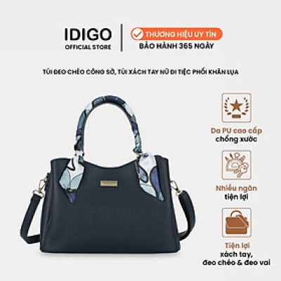 Túi Xách Nữ Công Sở Sang Chảnh IDIGO FB2-5055, Túi Đeo Chéo Thời Trang Phối Khăn Lụa Đi Tiệc Cao Cấp