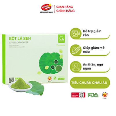 Bột Lá Sen Sấy Lạnh Nguyên Chất Quảng Thanh Hộp 45g  - Ngủ ngon, giảm mỡ máu, giảm cân, mát gan, mờ nám, tàn nhang, đẹp da
