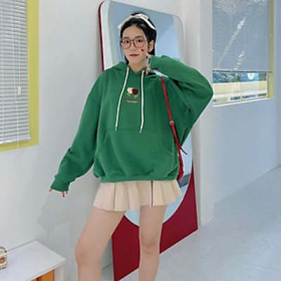 Áo hoodie nỉ bông chất liệu dầy dặn thêu hình hoa Joile Fleur Miều Est.2013